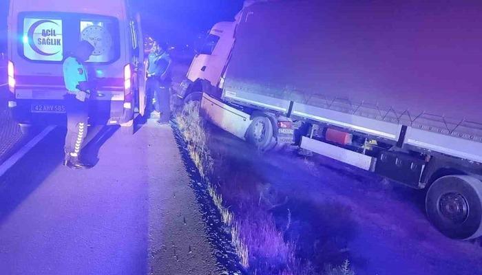 Karapınar’da tır şarampole düştü: 1 yaralı 1